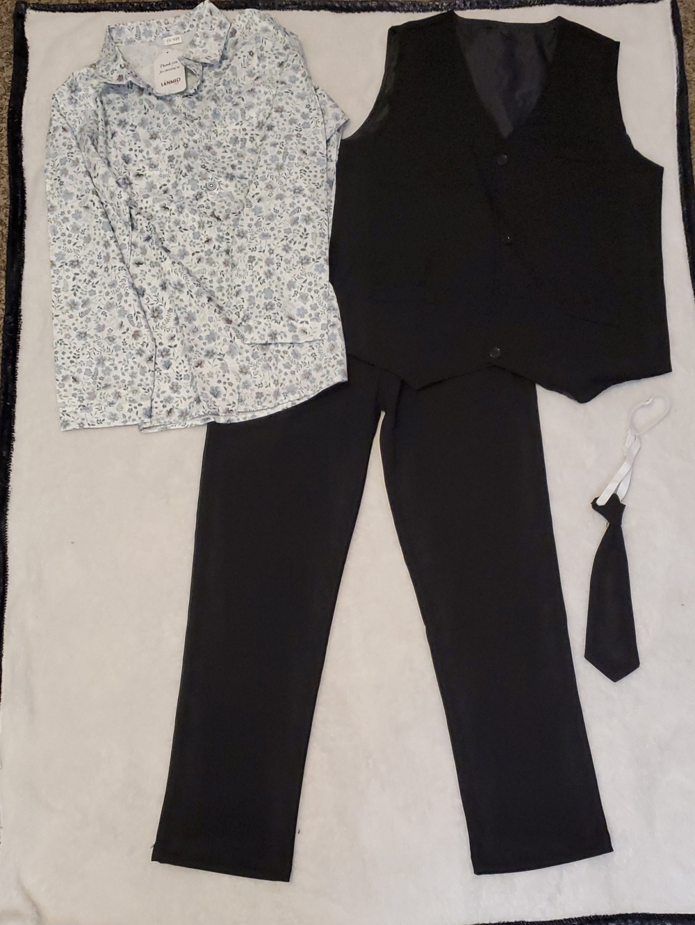 SANMIO Boys & Vest Set with Floral Shirt - Classic Black